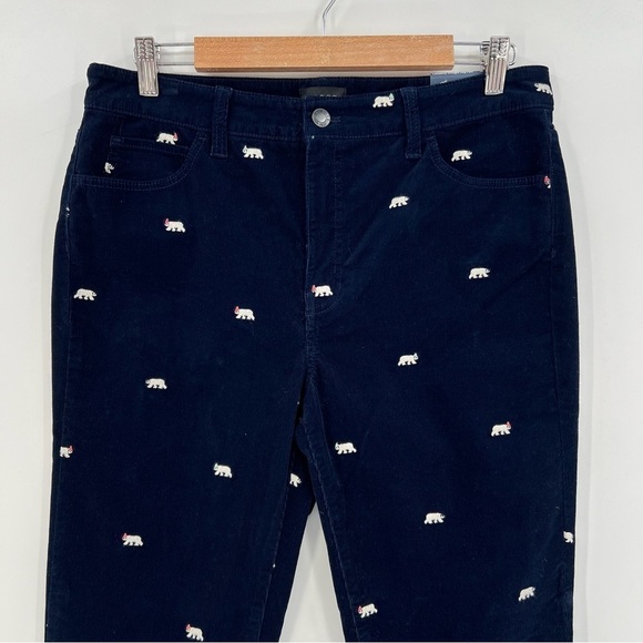 Talbots CORDUROY STRAIGHT LEG PANTS in Novelty POLAR BEAR EMBROIDERED Size 8P - Picture 11 of 12